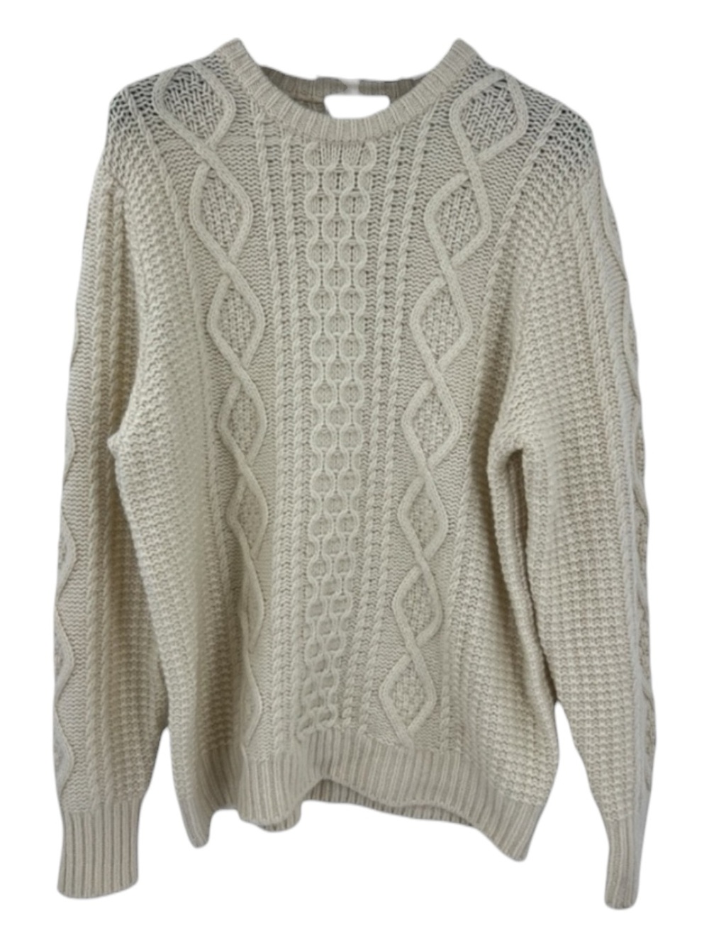 Mott&Bow Lambswool Fisherman Sweater Cream Cable Knit Chunky Nautical Classic XL
